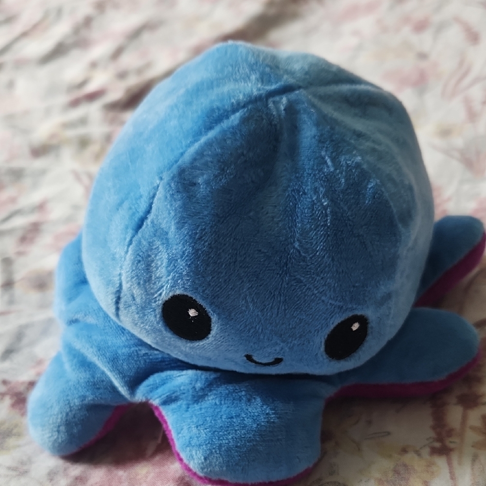 Blue and Pink Stuffed Octopus Toy